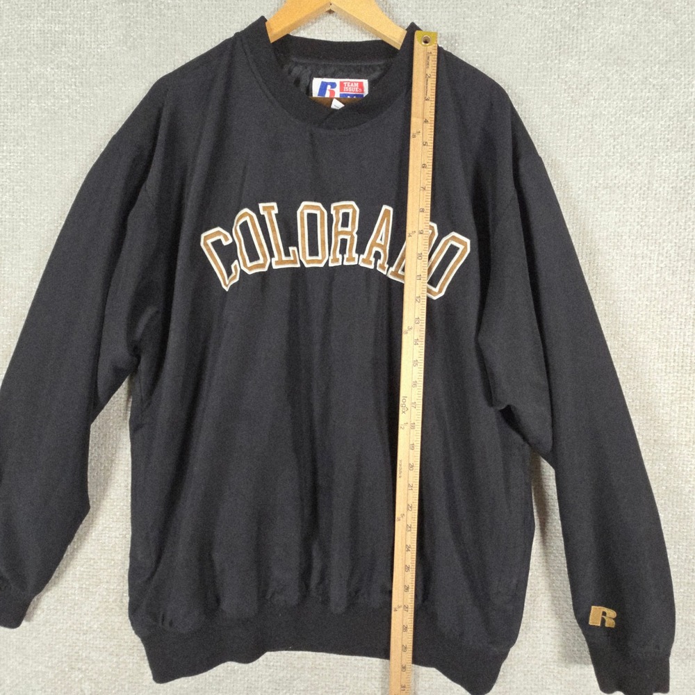 Russell Athletic Colorado Windbreaker Pullover Mens Medium Black Team Issue Vtg - Picture 9 of 11
